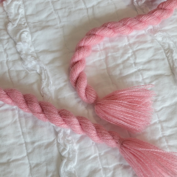 '47 Official NHL Carolina Hurricanes Knit Hat Kids Red With Pink Hearts & Braids - Picture 6 of 14